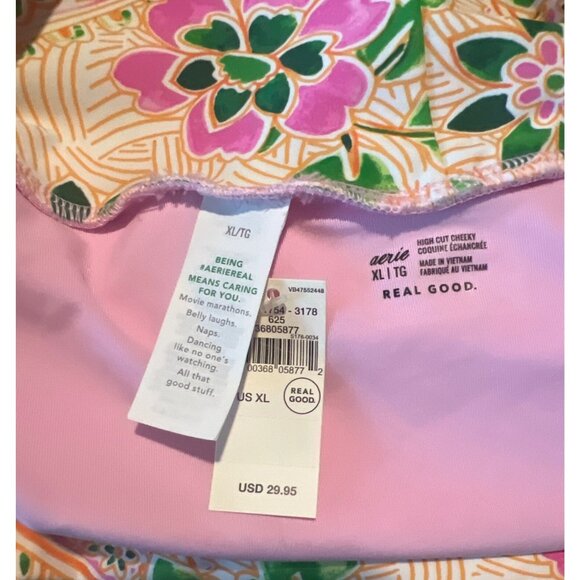 Aerie‎ Cheekiest Bikini Bottom XL Floral Print Color Lip Gloss - Picture 5 of 7